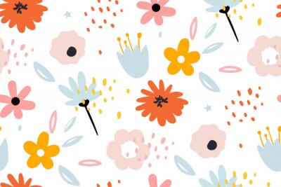 Behang Bloemen in Scandinavische stijl