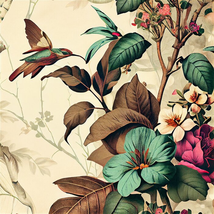 Poster Bloemen retro-stijl