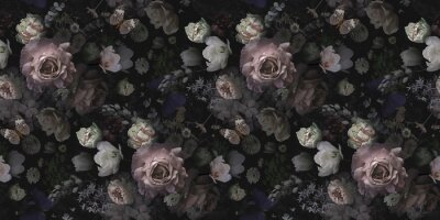 Bloemenpatroon met rozen in retrostijl