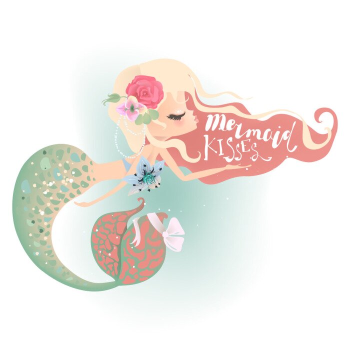 Poster Blonde zeemeermin die een kus blaast