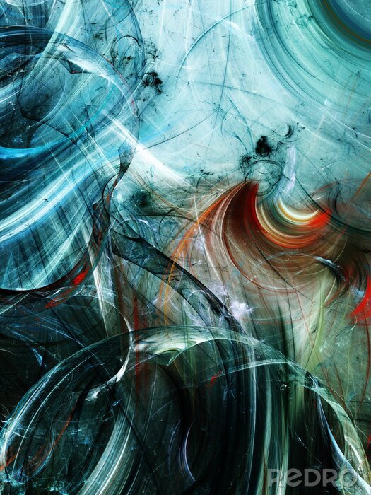 Poster blue abstract fractal background 3d rendering illustration