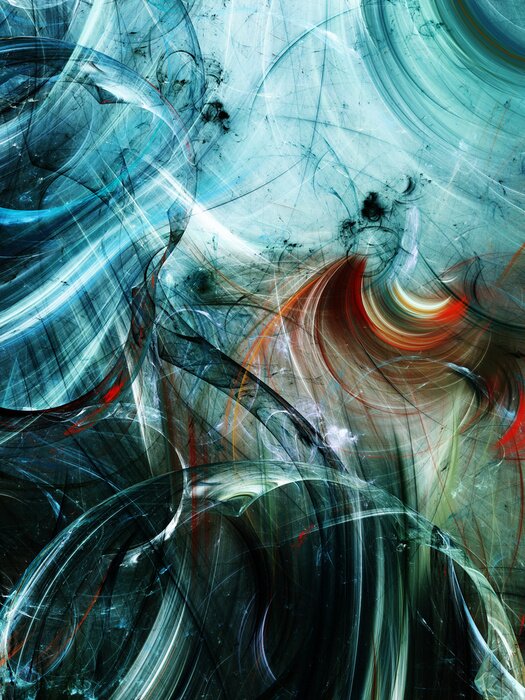 Poster blue abstract fractal background 3d rendering illustration