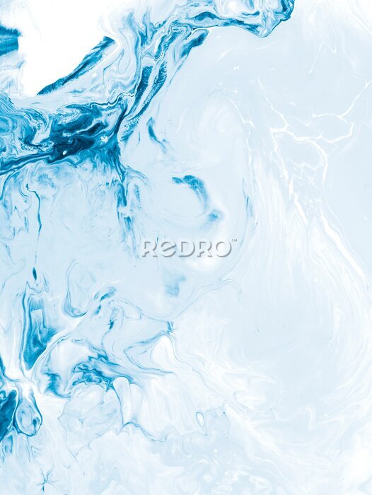 Poster Blue creative abstract hand painted background, marble texture, abstract ocean