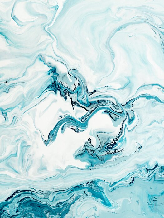 Poster Blue creative painting, abstract hand painted dark background, marble texture