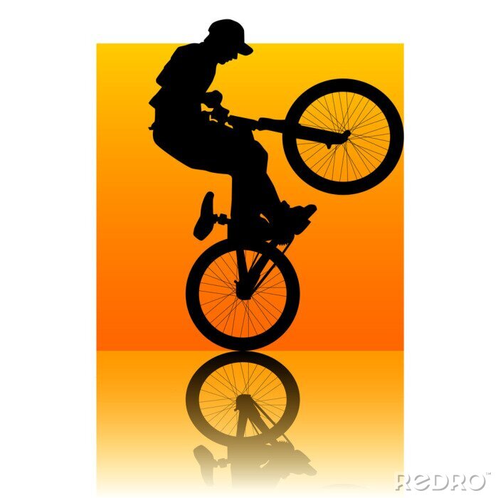 Poster BMX-fiets op oranje achtergrond