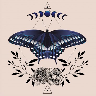 Poster Boho en vlinder symbolen