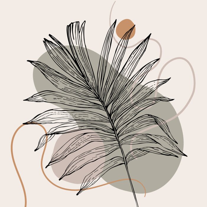 Poster Boho illustratie met blad