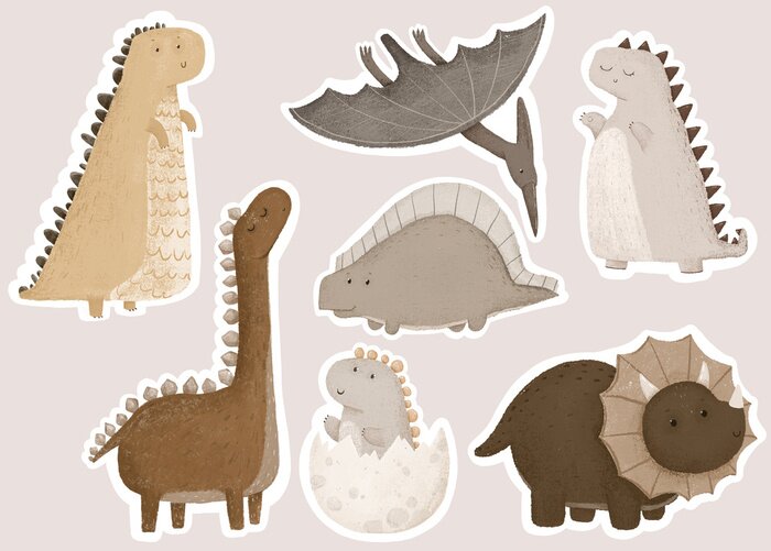 Poster Boho ontwerp met dinosaurussen