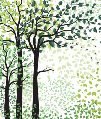 Poster Bomen in drie kleuren en maten