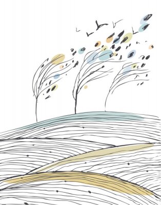 Bomen op de veldillustratie