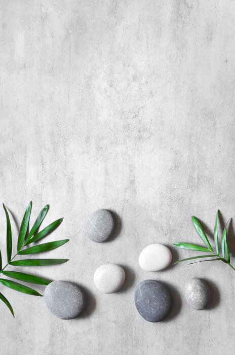 Poster Bonte stenen op een betonnen sokkel