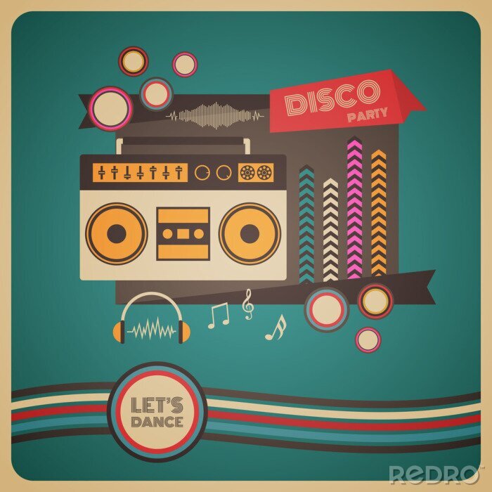 Poster boombox disco party posters