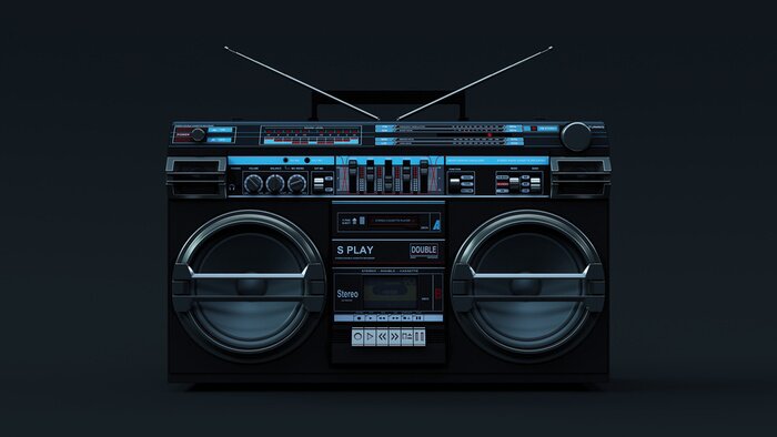 Poster Boombox Moody 80s lighting 3d illustration