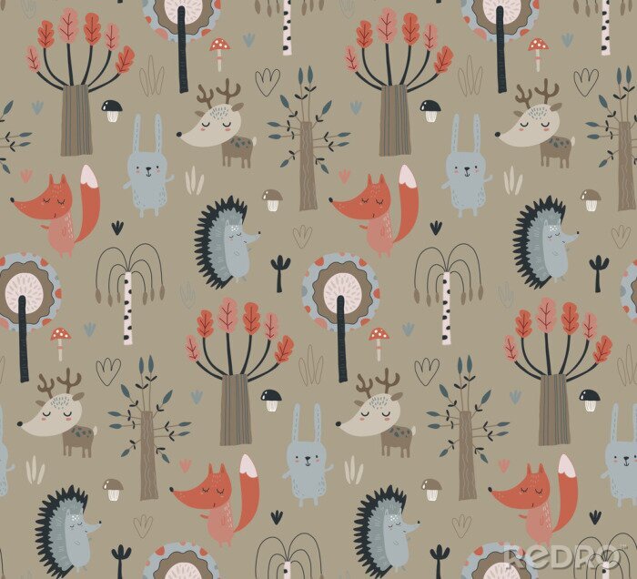 Poster Bosdieren in de herfst