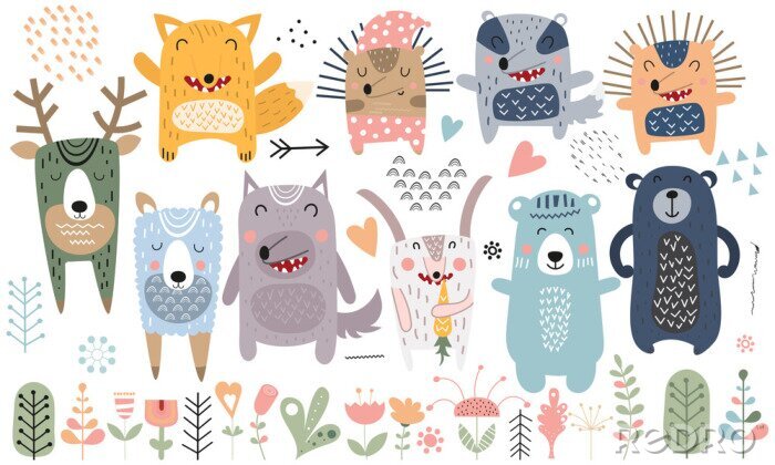 Poster Bosdieren in Scandinavische stijl