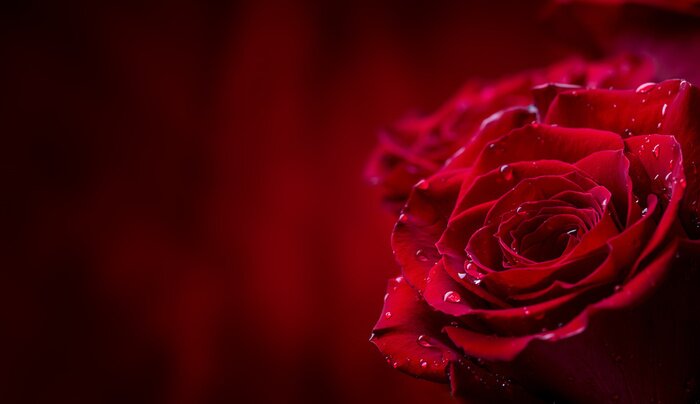 Poster Bourgondische bloemen met dauwdruppels