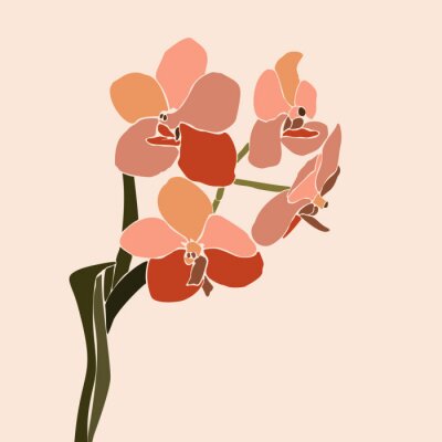 Poster Bourgondische orchidee minimalistische afbeeldingen