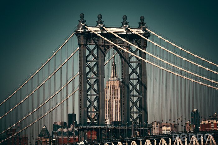 Poster Brooklyn Bridge in donkere kleuren
