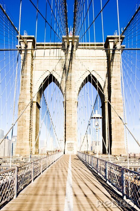 Poster Brooklyn Bridge op een zonnige dag