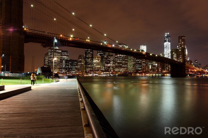 Poster Brooklynbrug bij nacht