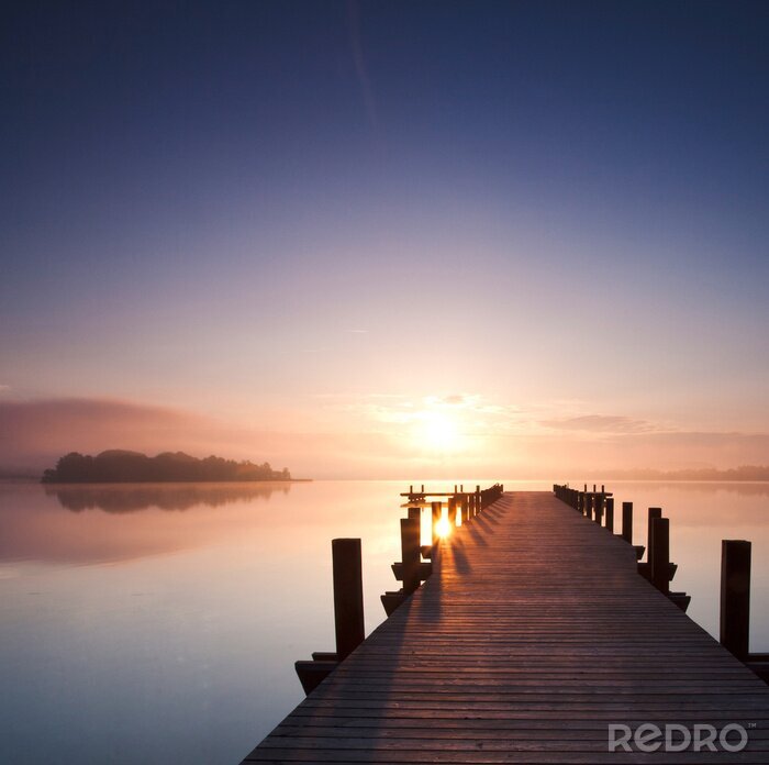 Poster Brug over een gladde watervlakte