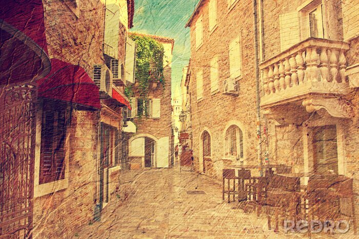 Poster Budva, Montenegro. Picture in artistieke retro stijl.