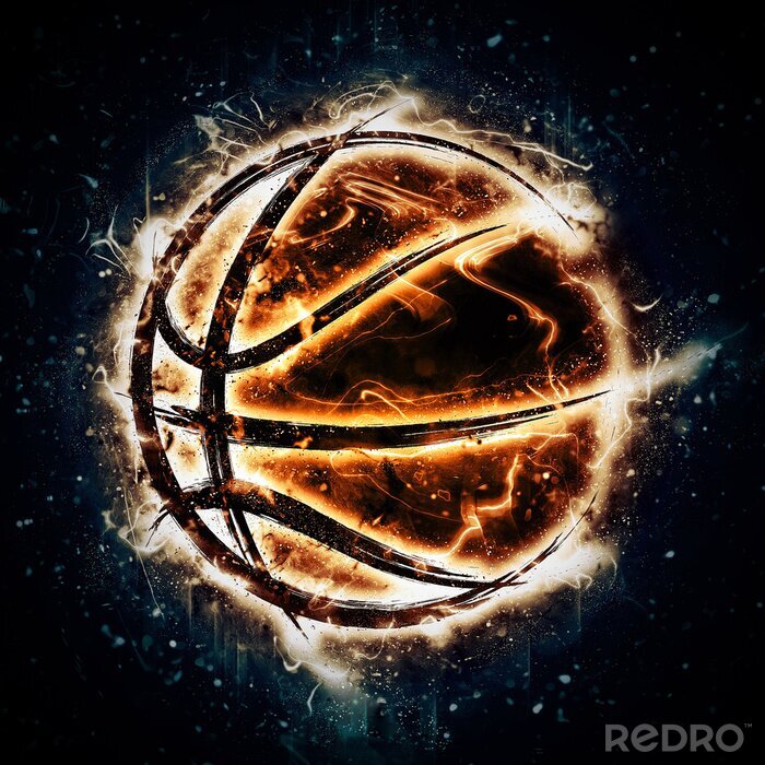 Poster Burning basketball