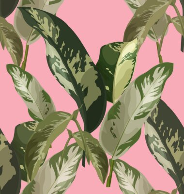 Poster Camo bladeren geïsoleerd op een roze achtergrond
