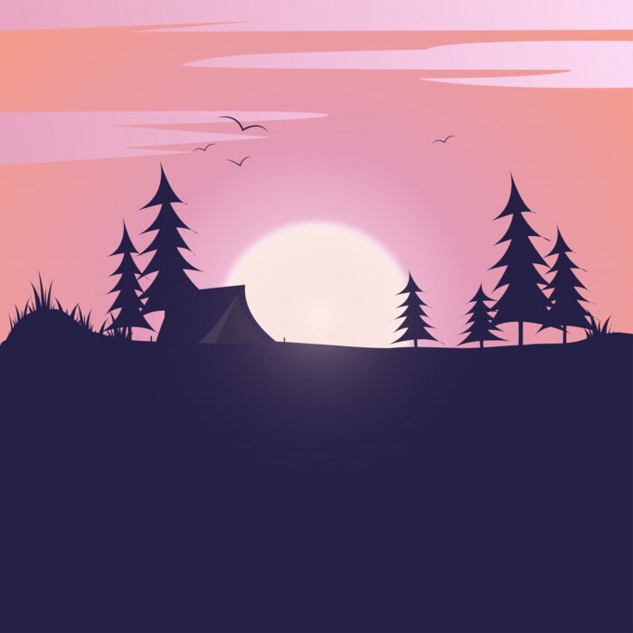 Poster camping explore  world tent in the forest