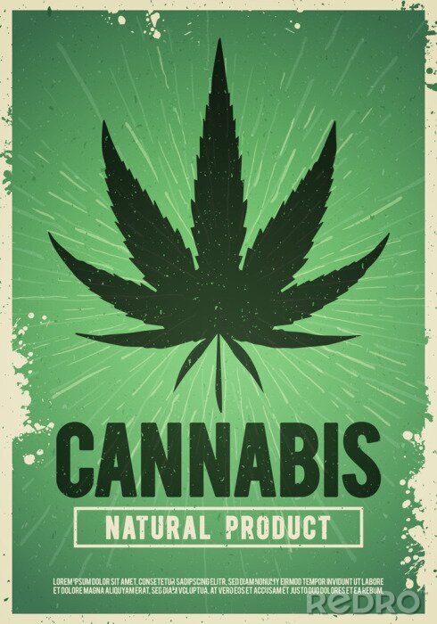 Poster Cannabisblad op geweven grungeachtergrond