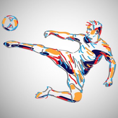 Cartoon voetbalspeler met bal