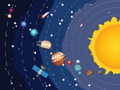 Cartoonplaneten van het zonnestelsel