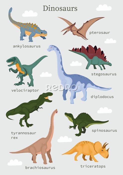 Poster Cartoonset over dinosaurussen
