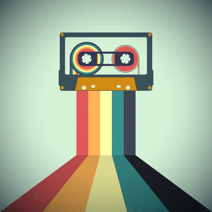 Poster Cassettes music retro style. Vector illustration