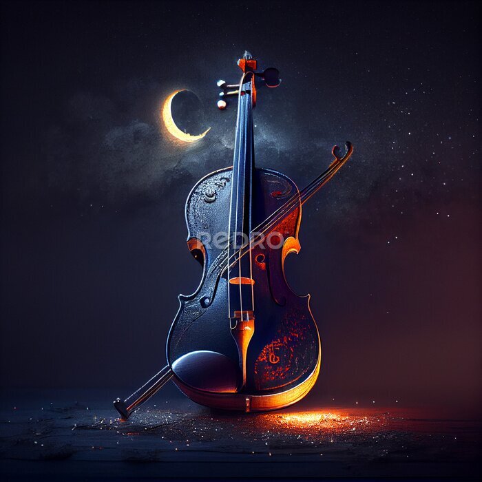 Poster Cello in het maanlicht