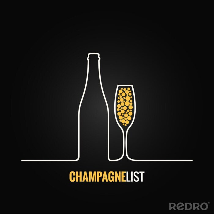 Poster champagneglas menu fles achtergrond