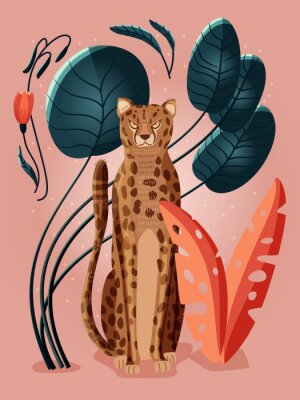 Poster Cheetah tussen de bladeren