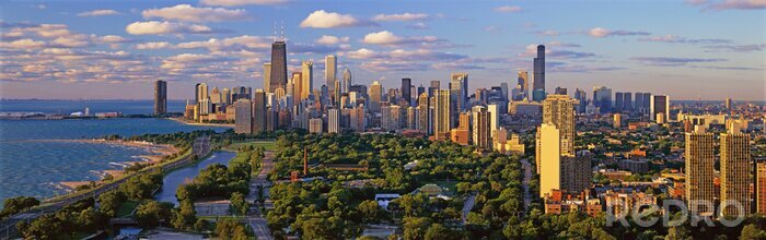 Poster Chicago panorama en stadsarchitectuur