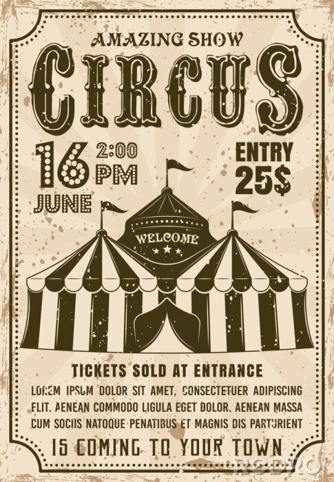 Poster Circus tent vector uitnodiging retro stijl poster