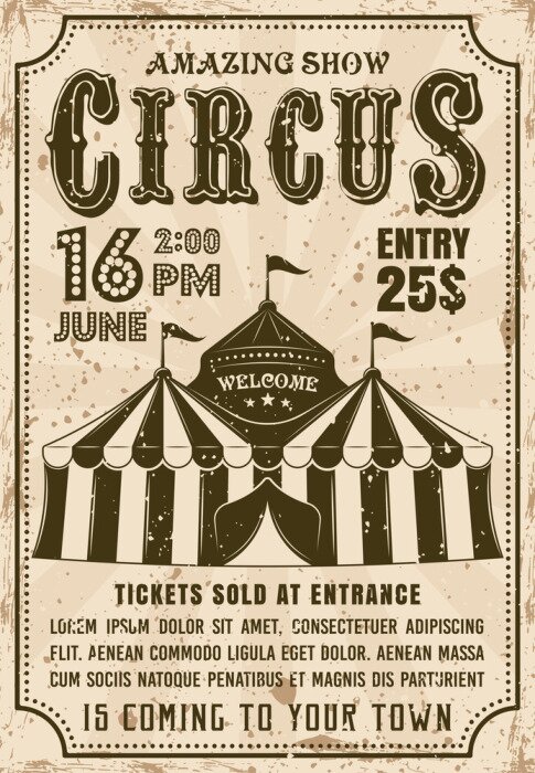 Poster Circus tent vector uitnodiging retro stijl poster