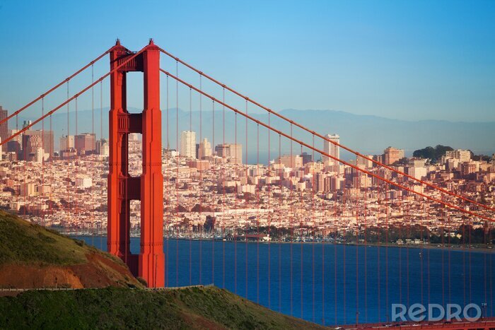 Poster Cityscape of San Francisco and Golden Gate Bridge