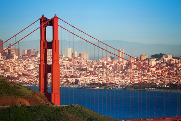 Poster Cityscape of San Francisco and Golden Gate Bridge