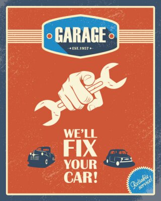 Classic garage poster. Oldtimers. Retro style design. Grunge