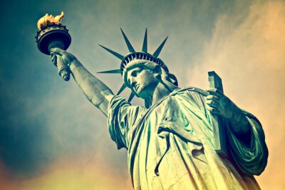 Close-up van het standbeeld van de vrijheid, New York City, vintage proces