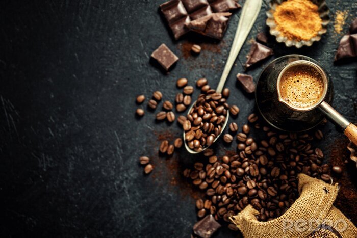 Poster Coffee beans with props for making coffee