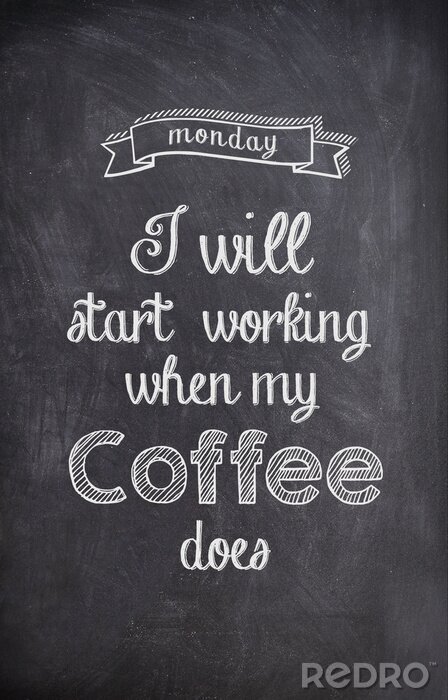 Poster Coffee Quote geschreven met krijt op een zwarte raad