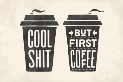Sticker Coffee to go bekers met opschriften