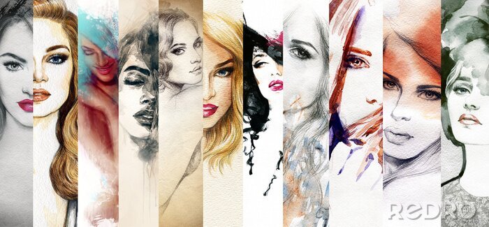 Poster Collage van vrouwelijke portretten
