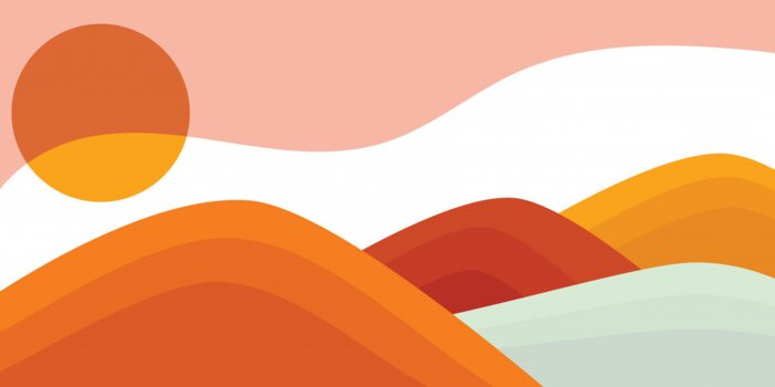 Poster Colorful background with landscape, abstract mountains. Abstract colored backdrop with hand-drawn elements or curves. Creative vector illustration - poster design.