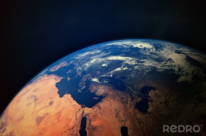 Poster Continenten en oceanen zichtbaar vanuit de ruimte